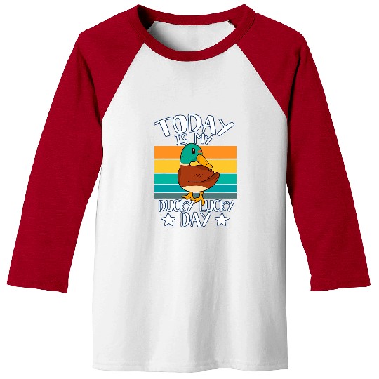 Duck Pet Today is My Ducky Lucky Day Retro Mallard Duck Baseball Tees