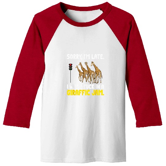 Giraffe Pet I Was Stuck In A Giraffic Jam Safari Zoo Animal Giraffe Baseball Tees