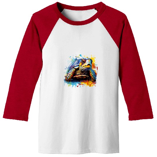 Turtle Pet Colorful Splash Art Eastern Box Turtle Lover Baseball Tees
