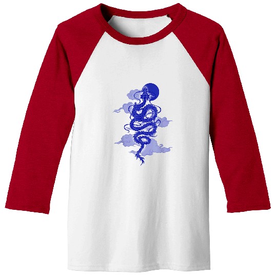 Dragon Pet Japan Aesthetic Graphic Japanese Dragon Sun and Clouds Baseball Tees