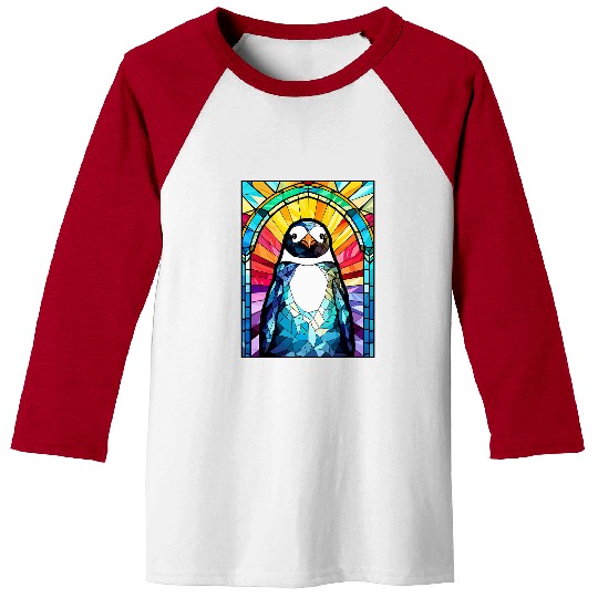 Penguin Pet Cute Emperor Penguin Geometric Animal Stained Glass Baseball Tees