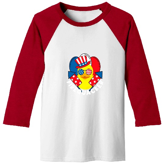 Duck Pet Firequacker Funny 4th of July Firecracker Kid Rubber Duck Baseball Tees