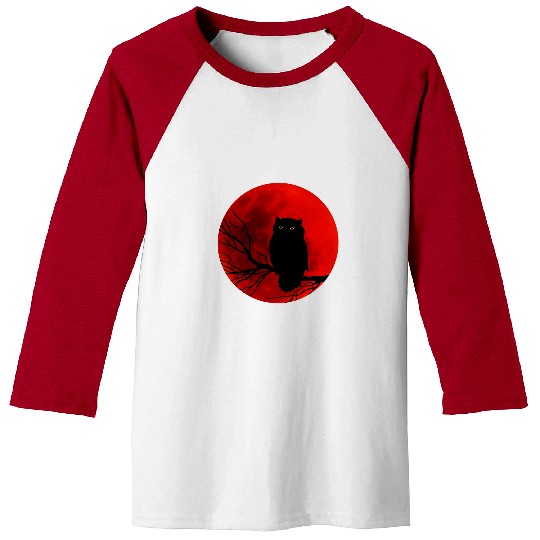Owl Pet Halloween Owl Blood Moon Owl Red Full Moon Baseball Tees