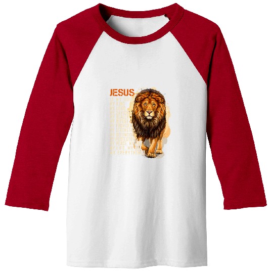 Lion Pet Jesus Is King Lion Christian Men Women Baseball Tees