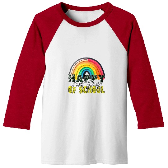 Happy Last Day Of School Rainbow Teacher Class Dismissed Baseball Tees