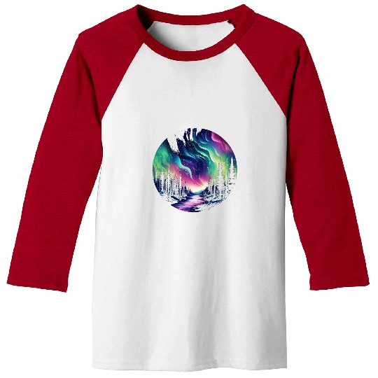 Aurora Borealis Night Sky Northern Lights 2 Baseball Tees