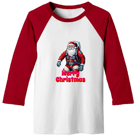 Astro Santa Merry Christmas Funny Aerospace Flying Graphic Baseball Tees