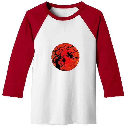 Owl Pet Halloween Red Moon Spooky Witch Owl Bats Grunge Retro Baseball Tees