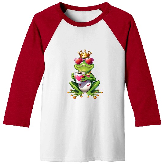 Coffee Fun Valentines Day Frog Drinking Coffee Java Love Leap 1 Baseball Tees