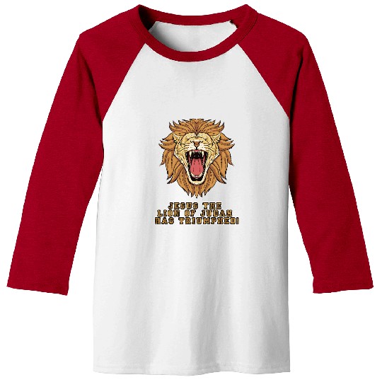 Lion Pet Jesus The Lion of Judah has Triumphed Christian Faith Baseball Tees