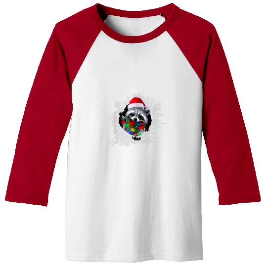 Raccoon Pet christmas broken tree lights pajama raccoon lover Baseball Tees