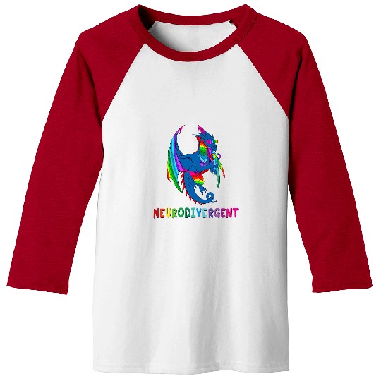 Dragon Pet Neurodiversity Neurodivergent Autism Awareness Month Baseball Tees