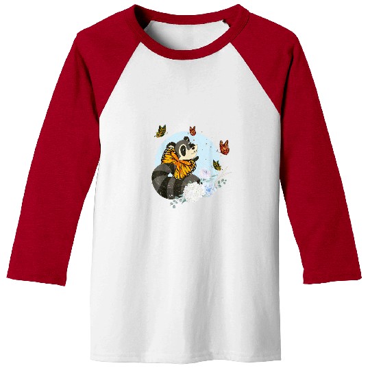 Raccoon Pet Trash Panda Animal Lover Magical Butterfly Flowers Raccoon Baseball Tees