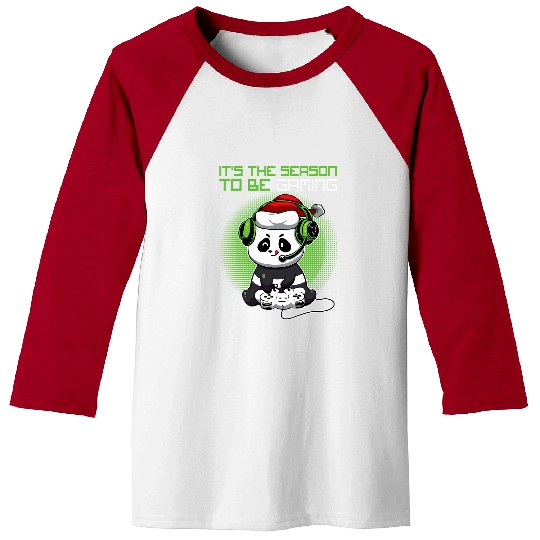 Panda Pet Funny Gamer Panda Christmas It s The Season To Be Gaming Baseball Tees