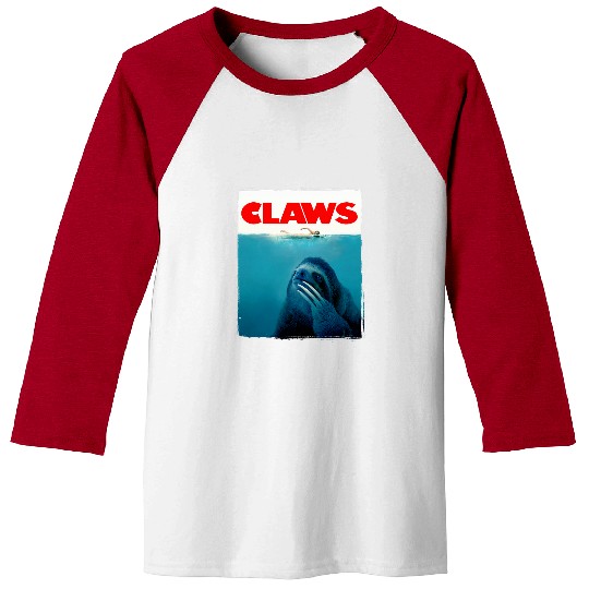 Sloth Pet CLAWS Funny JAWS Parody Cute Sloth Attacking Like A Shark Baseball Tees