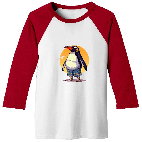 Penguin Pet Happy Penguin swim Trunks for funny Summer Baseball Tees
