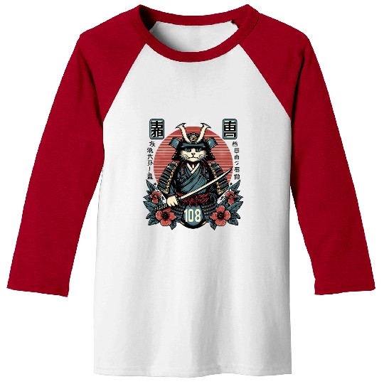 Ancient Samurai Cat Japan Culture Ninja Baseball Tees
