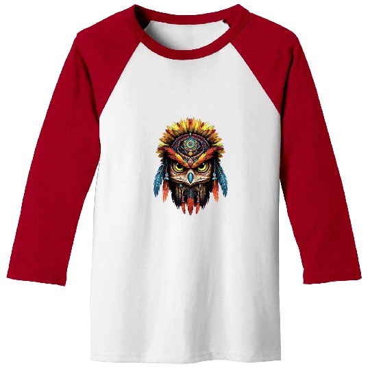 Owl Pet Native American Indian Headdress Feather Tribal Arts Baseball Tees