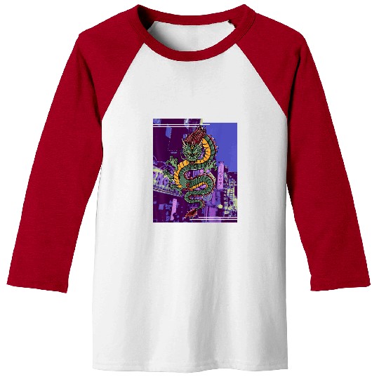 Dragon Pet Japanese Dragon Vaporwave 80s retro Baseball Tees