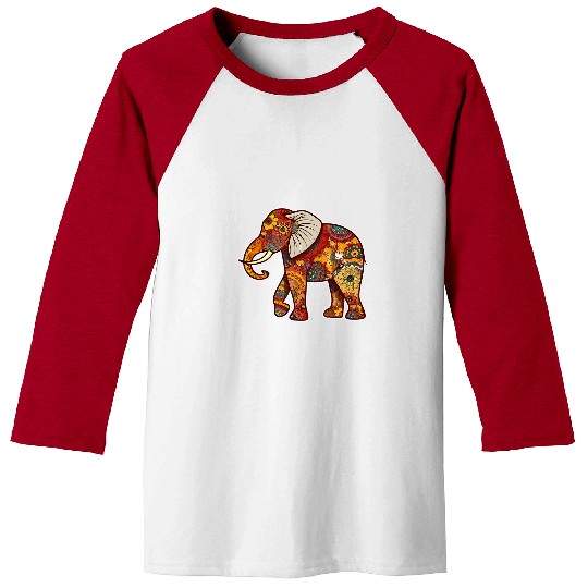 Elephant Pet Floral Print Elephant Baseball Tees