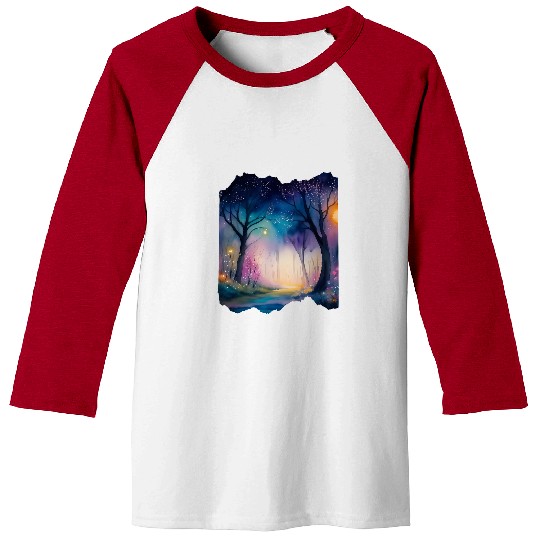 Boho Chic Floral Galaxy Enchanted Forest Night Sky Baseball Tees