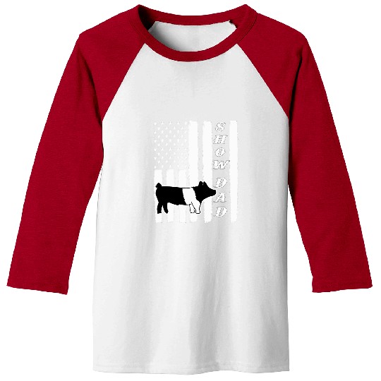 Wines Fun Livestock Show Dad Grunge Flag Black White Pig Swine Baseball Tees