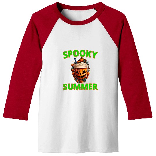 Coffee Fun Spooky Summer Halloween Pumpkin Coffee Cup Baseball Tees