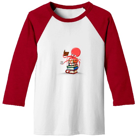 Coffee Fun SEA MARINE LIFE READING BOOKS AND DRINKING COFFEE Baseball Tees