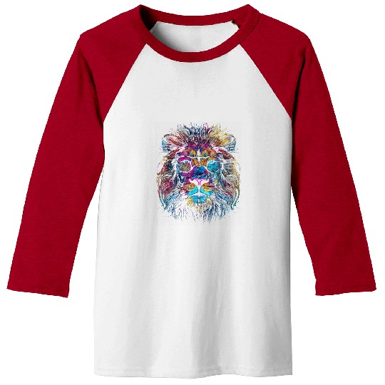 Lion Pet Head Animal Design Bright Colorful Graphic Tees Baseball Tees