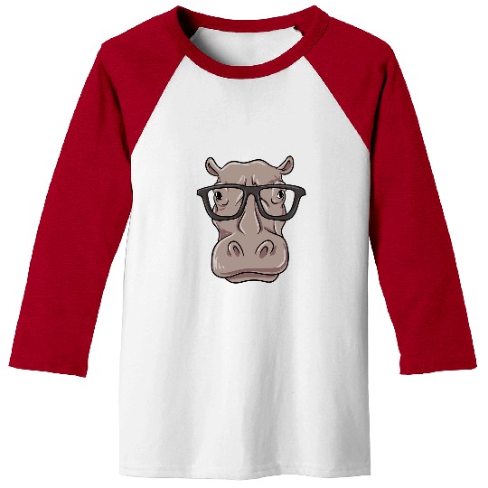 Hippo Pet Hipster Hippo Animal Cute Hippopotamus With Reading Glass Baseball Tees