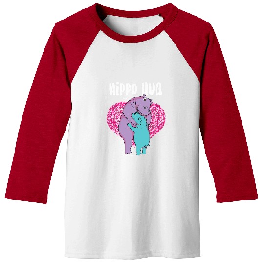 Hippo Pet Hug Gift Funny Baby Mommy Hugging Animal Lover Baseball Tees