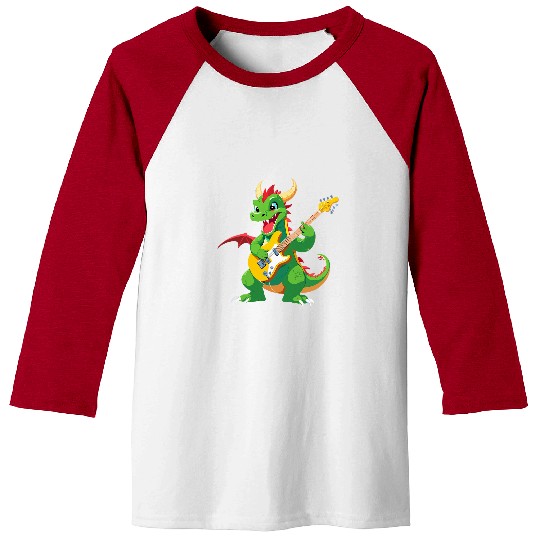 Dragon Pet playing Electric Guitar Chinese Dragon Guitarist 1 Baseball Tees