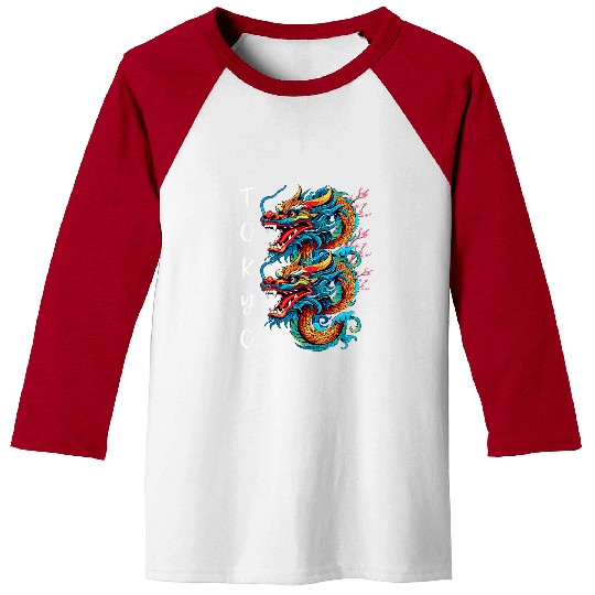 Dragon Pet Japanese Dragon Asian inspired retro 80s style Baseball Tees