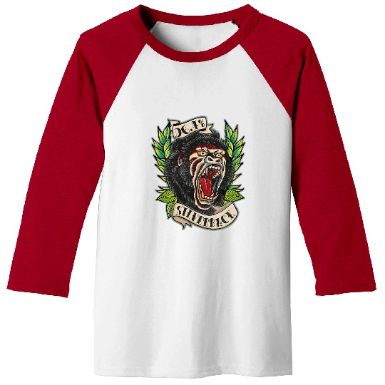 964 Silverback Gorilla Traditional Tattoo style gym Baseball Tees