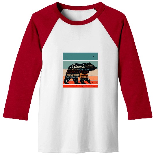 Bear Pet Bear silhouette national park names wilderness and nature Baseball Tees