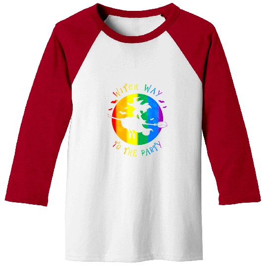 Witch Way To The Party Funny LGBT Rainbow Pride Halloween Baseball Tees