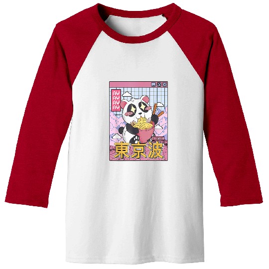 Panda Pet Ramen Japanese Kawaii Vaporwave Otaku Anime Girl 1 Baseball Tees
