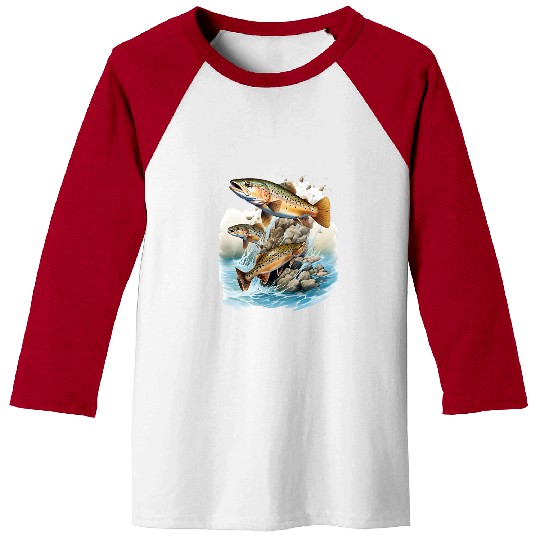 fishing trout rainbow brook fisherman freshwater angler fish 8 Baseball Tees
