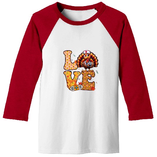Grateful nurses Thanksgiving Autumn Love Turkey Graphic 1 Baseball Tees