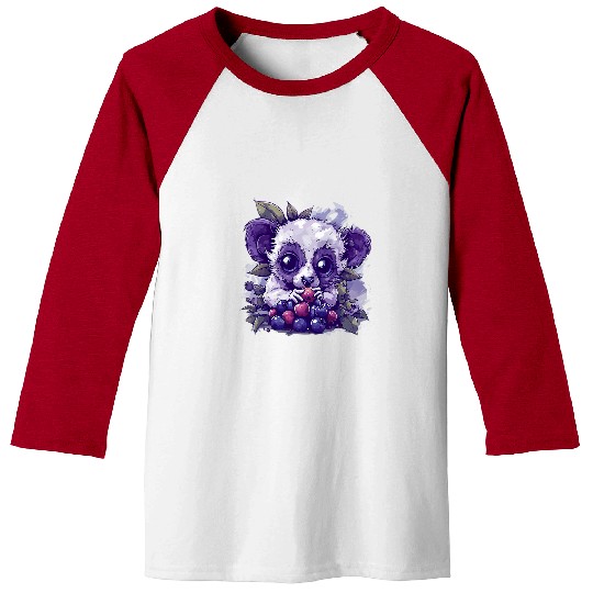 Lemur Pet Blueberry Lemur Artwork Cute Lemur Blueberry Fruit Drawing Baseball Tees