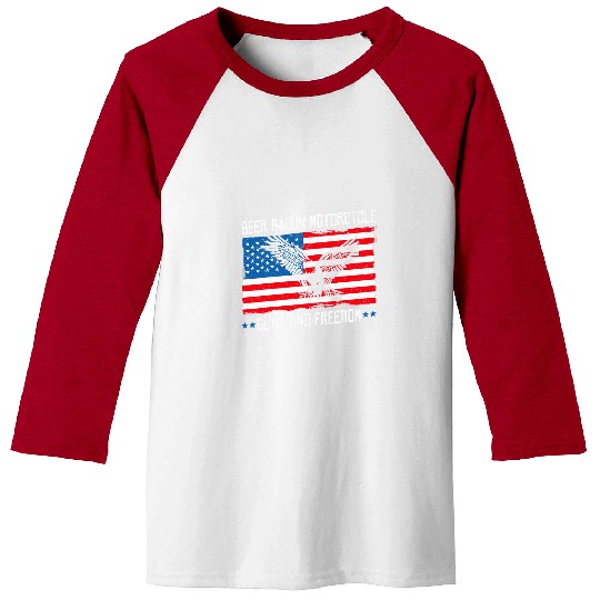Beer Fun Beer Bacon Motorcycle Guns And Freedom US Flag Bald Eagle Baseball Tees