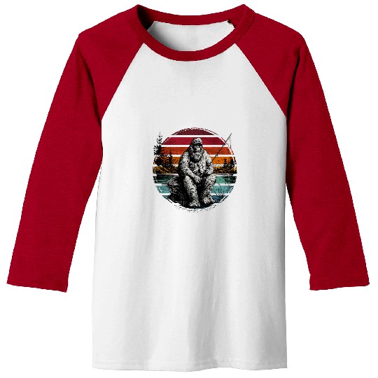 Big foot fishing cool fishing fisher men Hide and Seek Baseball Tees