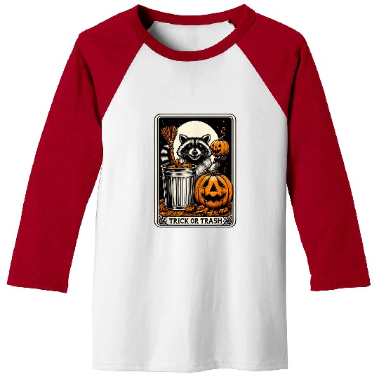 Raccoon Pet Trick Or Trash Raccoon Halloween 3 Baseball Tees