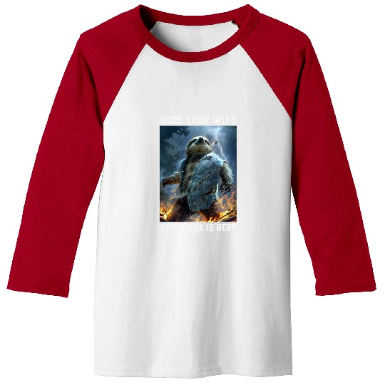 Sloth Pet Cringe Alpha wolfs Parody Hide Your Wife Funny Alpha Sloth Baseball Tees