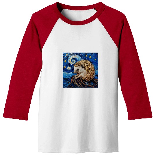 Hedgehog Pet Van Gogh Style Starry Night Baseball Tees