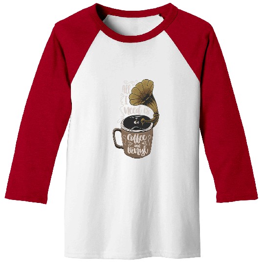 Coffee Fun Vinyl Record LP Coffee Lover Art Baseball Tees