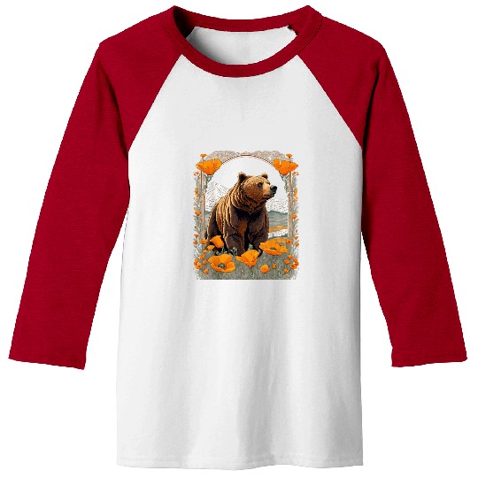Bear Pet Extinct Bear Of californias Amongst Poppies Baseball Tees