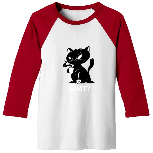 Coffee Fun angry black cats coffee with shovel black cats WHAT W Baseball Tees