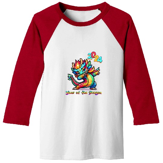Dragon Pet Rainbow Year of the Dragon Chinese Zodiac Gay Pride Baseball Tees