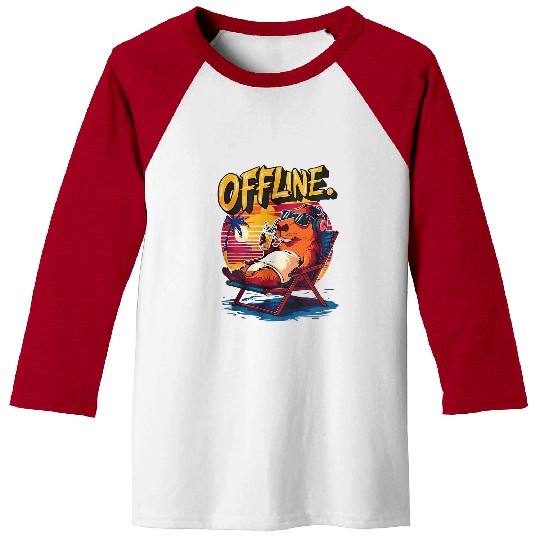 capybaras Pet Rodent Aesthetic Offline Vaporwave Beach Vibe Baseball Tees